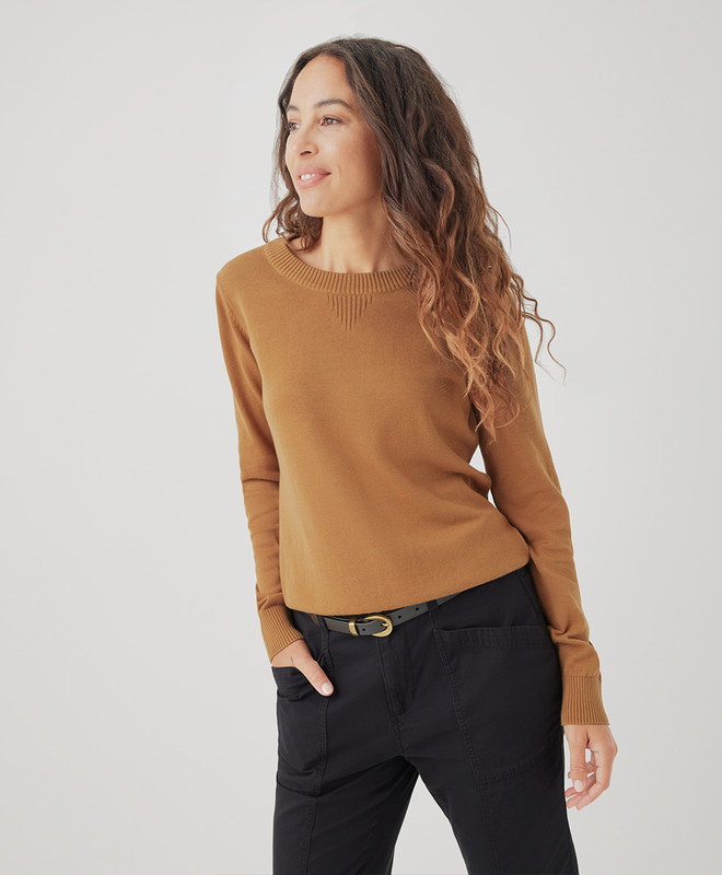 classic fine knit crew sweater | Pact Apparel