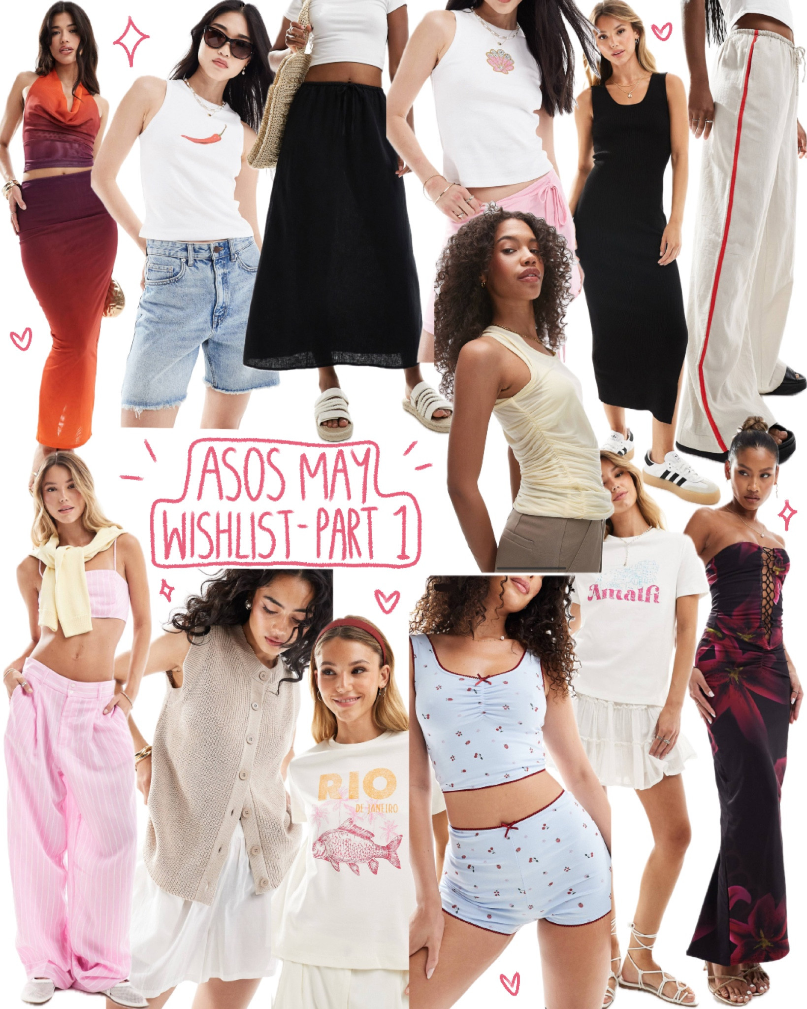 ASOS May Wishlist Part 1!
ASOS haul, asos new in, asos outfit, asos dress, summer dress, summer outfit inspo, spring outfit, holiday outfit, pink striped trousers, graphic tee, linen trousers, fruit print pjs, knitted waistcoat, linen skirt, brunch outfit 💗

#LTKspring #LTKuk #LTKsummer