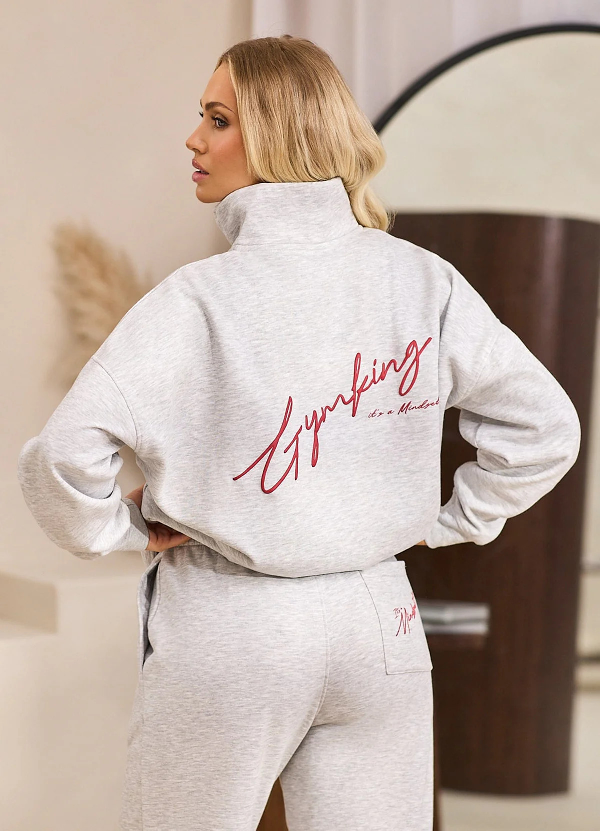 Gym King Script Mindset 1/4 Zip Funnel - Snow Marl | The Gym King (UK)