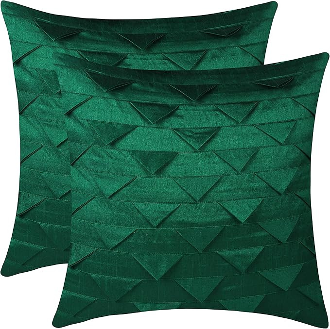 Set of 2 Emerald Green Accent Pillow Covers, Origami Style, Textured (Solid Emerald Green, 20x20 ... | Amazon (US)