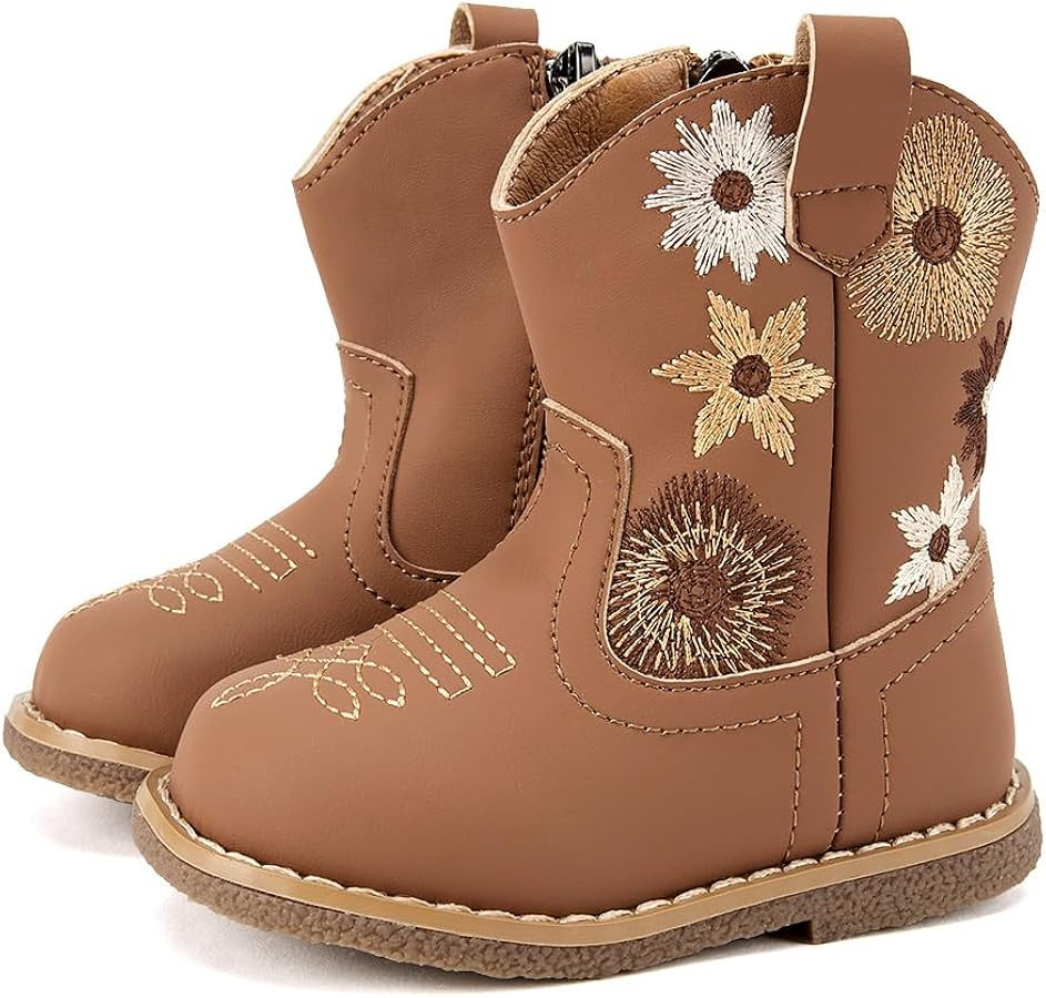 BMCiTYBM Baby Cowboy Cowgirl Boots Infant Western Shoes Boys Girls Round Toe Boots All Seasons 6-... | Amazon (US)
