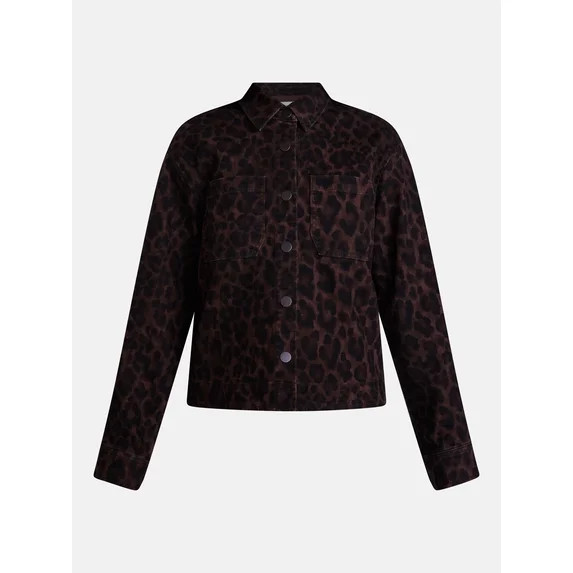 Scenario Women's Faux Leopard Print Jacket, Sizes XS-XXXL | Walmart (US)