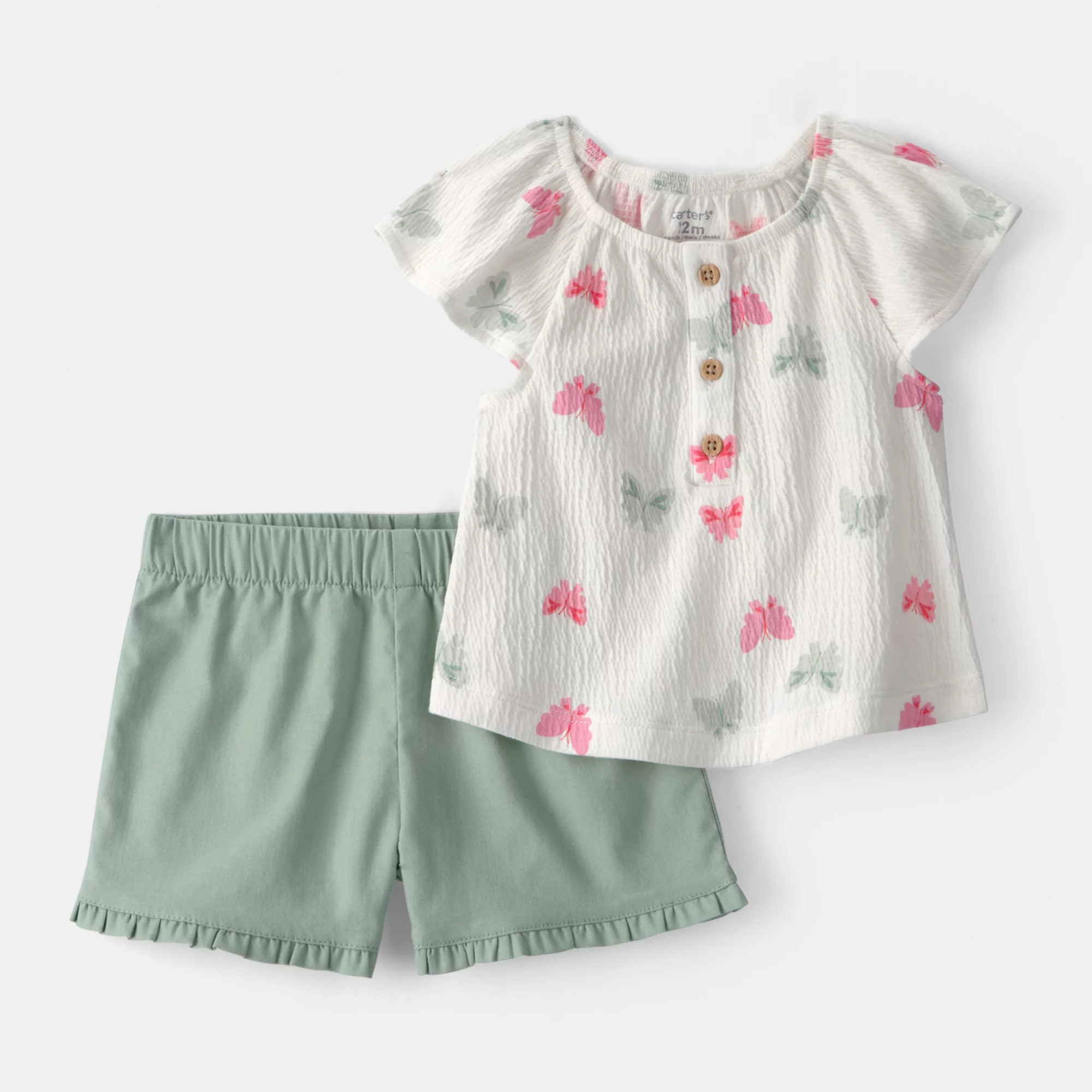 Baby Girl Carter's 2-Piece Butterfly Top & Short Set | Kohl's