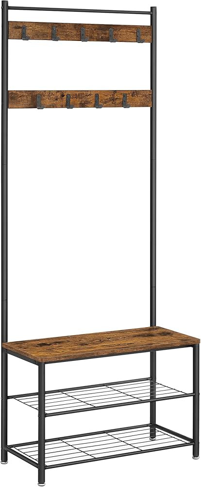 VASAGLE Coat Rack, Hall Tree with Shoe Storage Bench, Entryway Bench with Shoe Storage, 3-in-1, S... | Amazon (US)