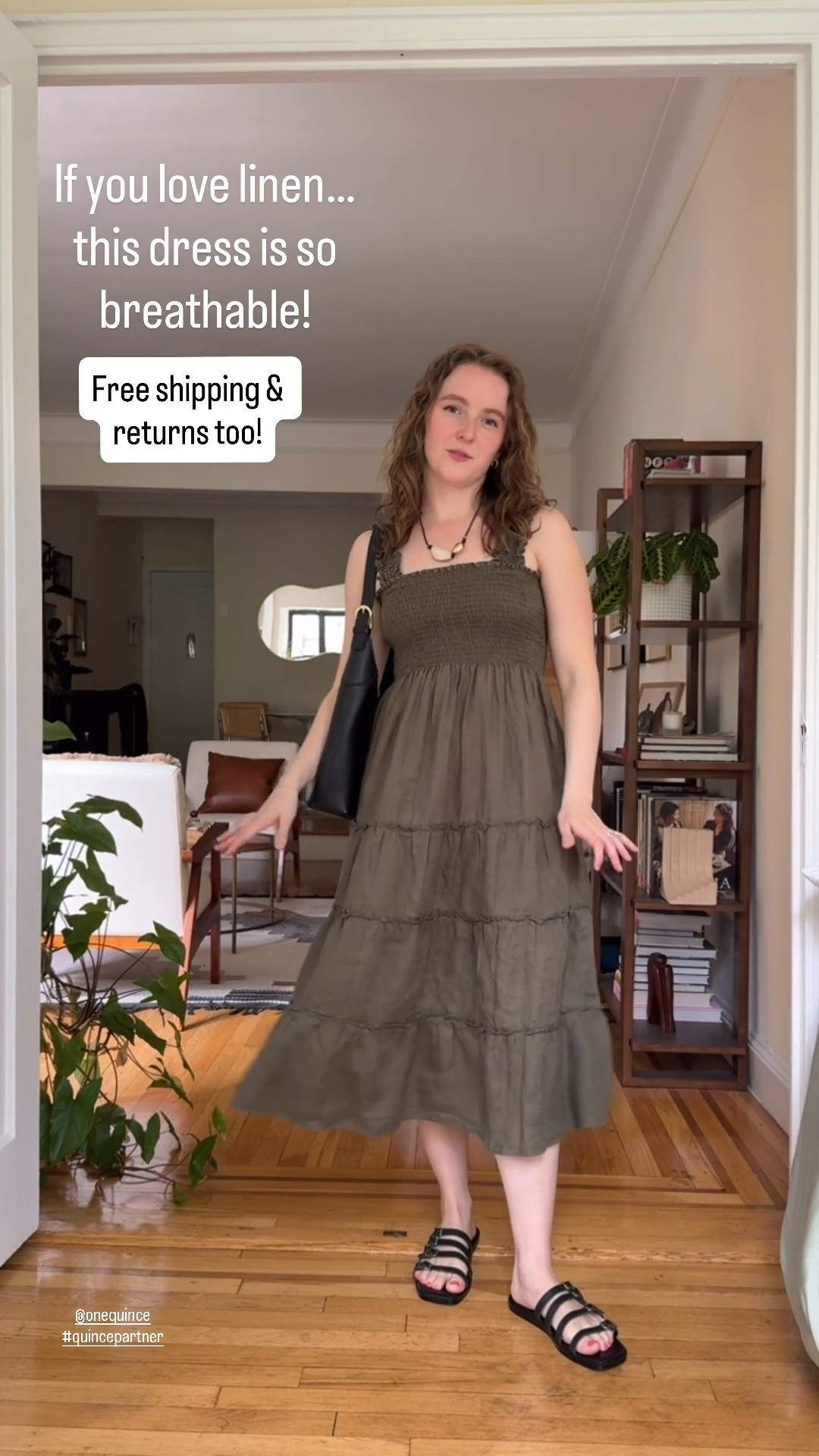 Breathable linen dress from @Quince free shipping & returns and lots of colors wearing xs #quincepartner