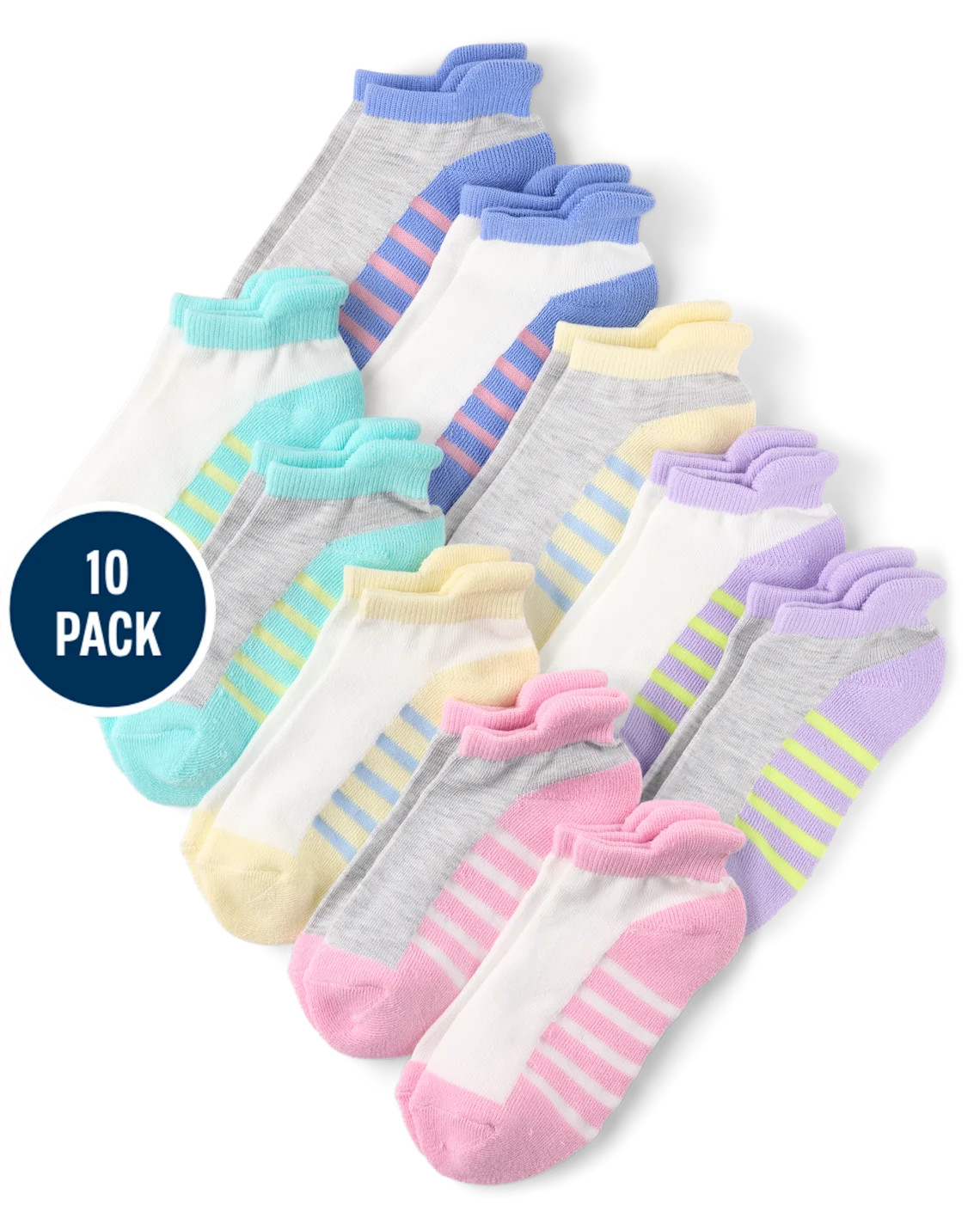 Girls Colorblock Cushioned Ankle Socks 10-Pack - multi | The Children's Place