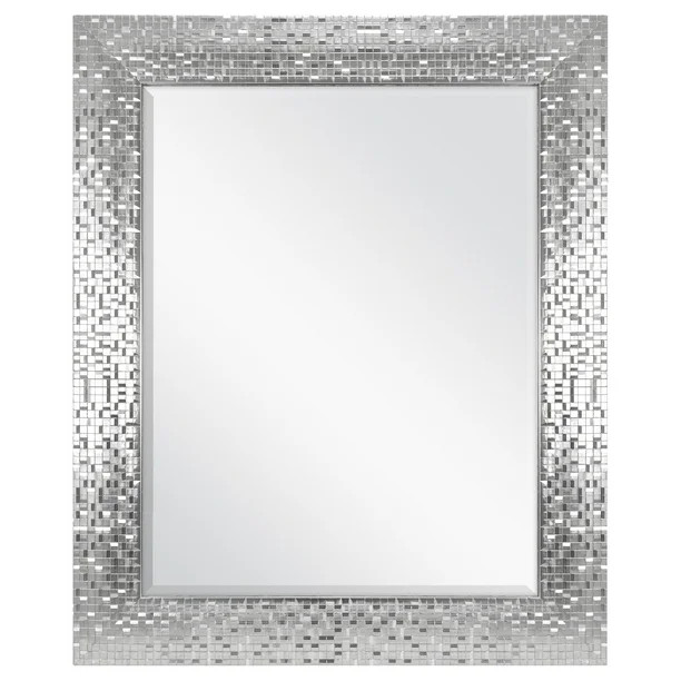 Better Homes & Gardens Silver Glam Mosaic Tile Wall Mirror, 23x28 Inch - Walmart.com | Walmart (US)