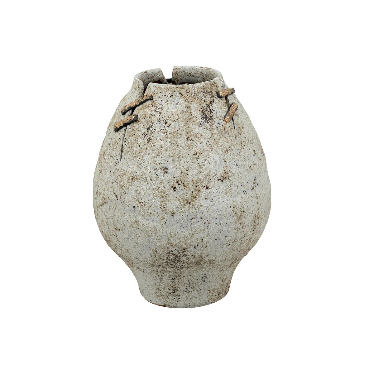 Hand-Pulled Ceramic Accent Vase With Earthy Finish And Wire Details | Wayfair North America