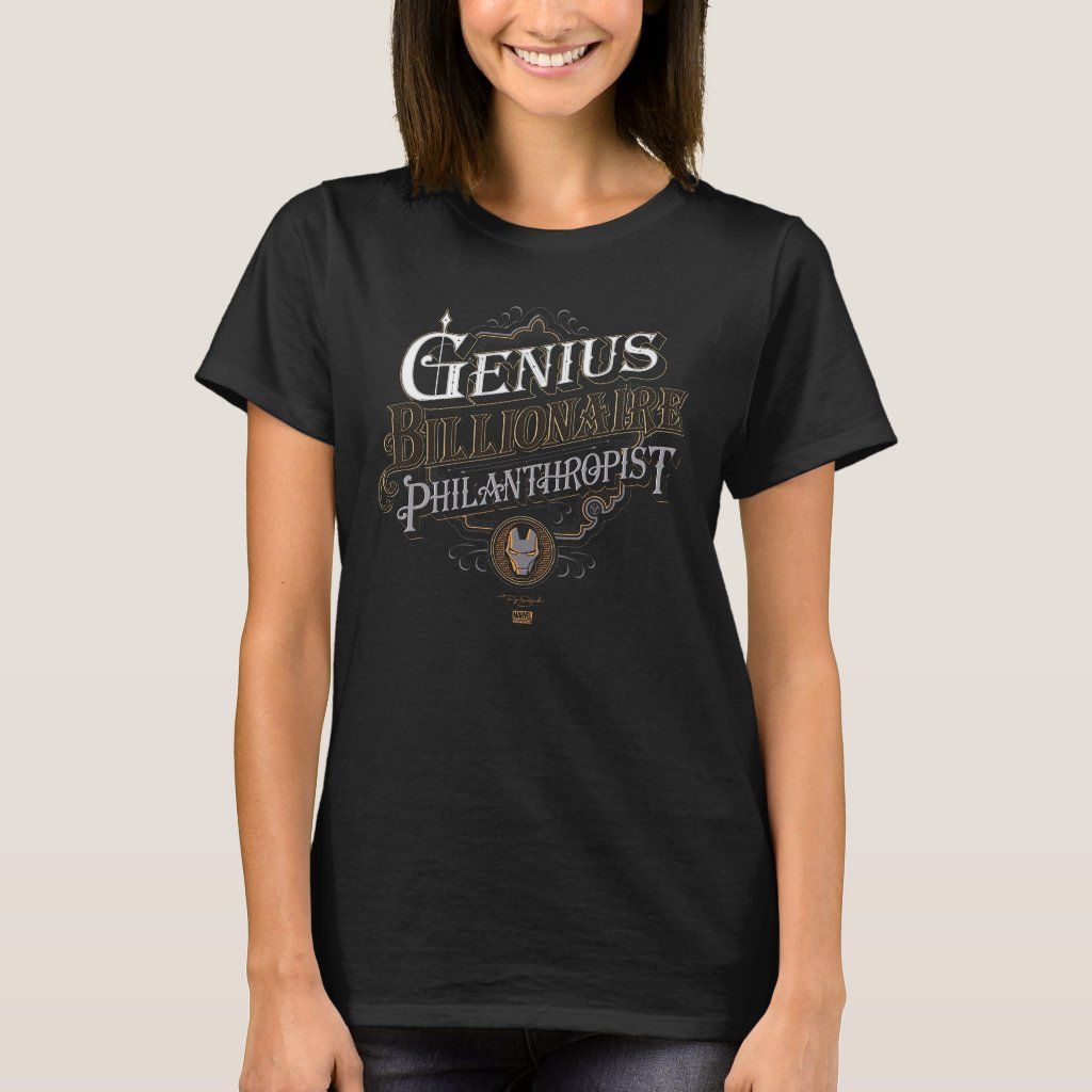 Genius Billionaire Philanthropist Ornate Graphic T-shirt, Women's, Size: Adult S, Black | Zazzle