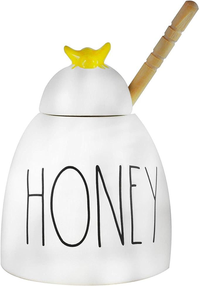 Rae Dunn Ceramic Honey Pot with Wooden Dipper (HONEY (Word Only)) | Amazon (US)