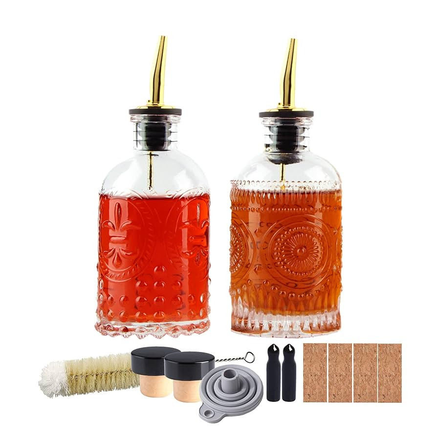 Coffee Syrup Dispenser Bottles Set 2 Pack 7 OZ Simple Small Syrup Bottles Set with Metal Pour Spo... | Amazon (US)