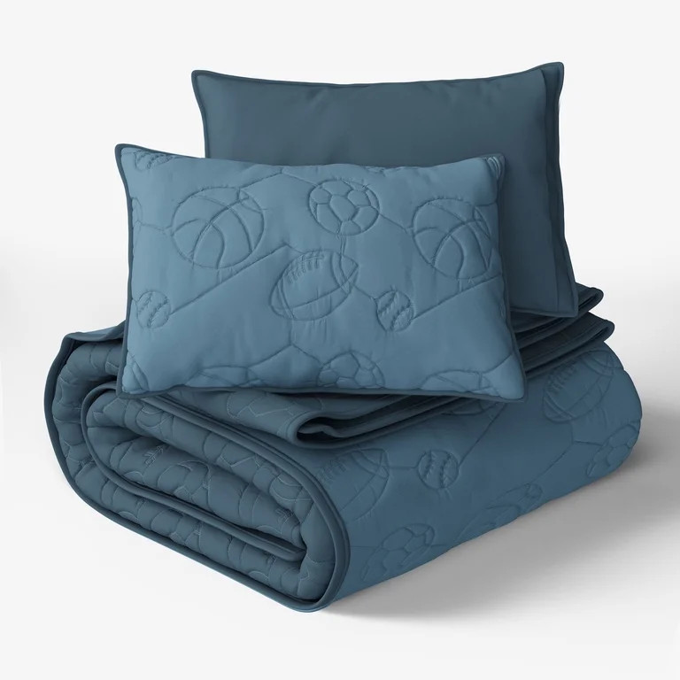 Mainstays Kids Reversible Sports Stitch Quilt Set, Full/Queen, 3 Pieces | Walmart (US)