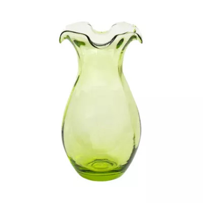 Vietri Hibiscus Glass Clear Vertical Fluted Small Vase, Green | Belk