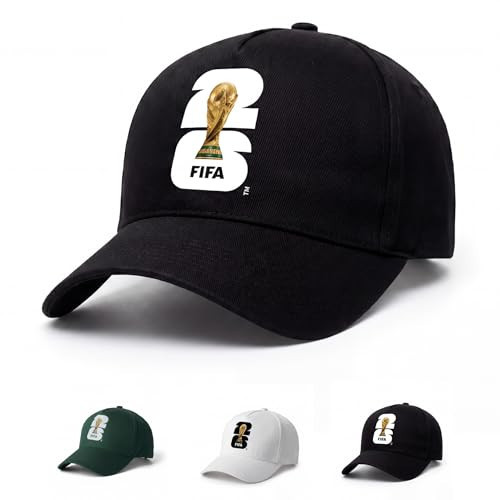 2026 FIFA World Cup Official Baseball Cap, Cotton Soccer Fan Hat Adjustable Breathable Football Sports Cap for Men Women Outdoor Travel (Black) | Amazon (US)