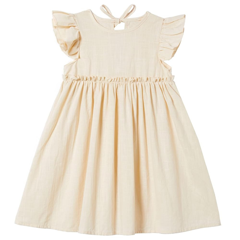 Csbks Toddler Baby Girls' Cotton-Linen Sundress with Ruffle Halter Sleeveless and Swing Dress | Amazon (CA)