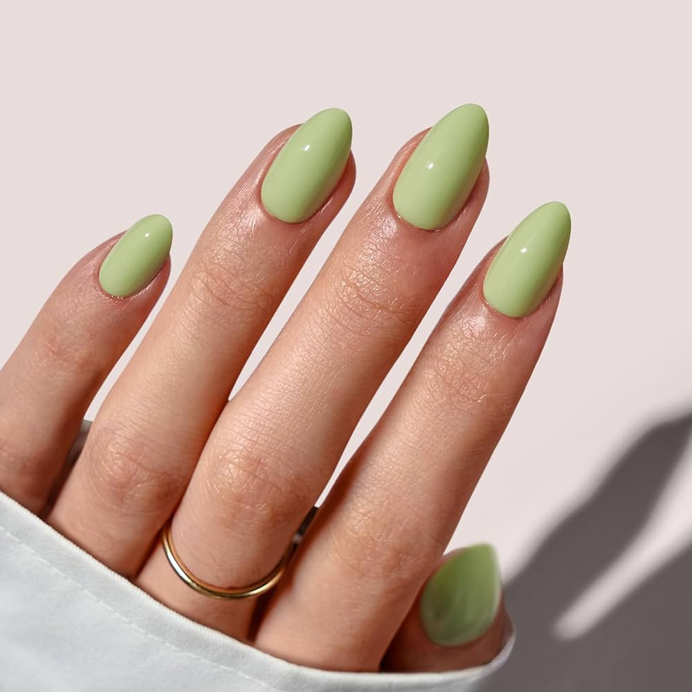 BTArtbox Press On Nails Almond - Pastel Green Short Summer Press On Nails with Glue for Women, Op... | Amazon (US)