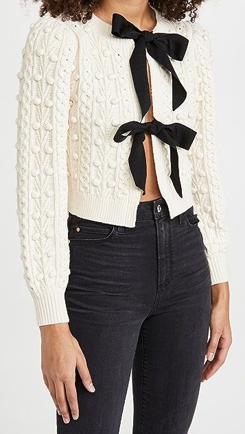 Kitty Puff Sleeve Cardigan with Tie Bow | Shopbop