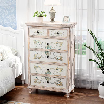 VINGLI Dresser Wood Chest of Drawers for Bedroom, Tall Dresser 6 Drawer Chest Boho, Wooden Dressers | Target