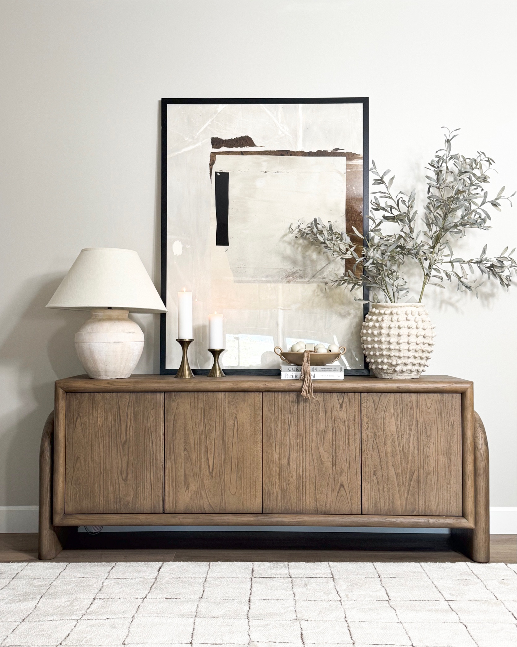 Restock alert - this gorgeous sideboard is back in stock but it won't be for long! 

Home  home decor  home finds  home favorites  sideboard  console table  modern home  neutral home  textured vase  candle holders  area rug  ourpnwhome 

#LTKSeasonal #LTKhome