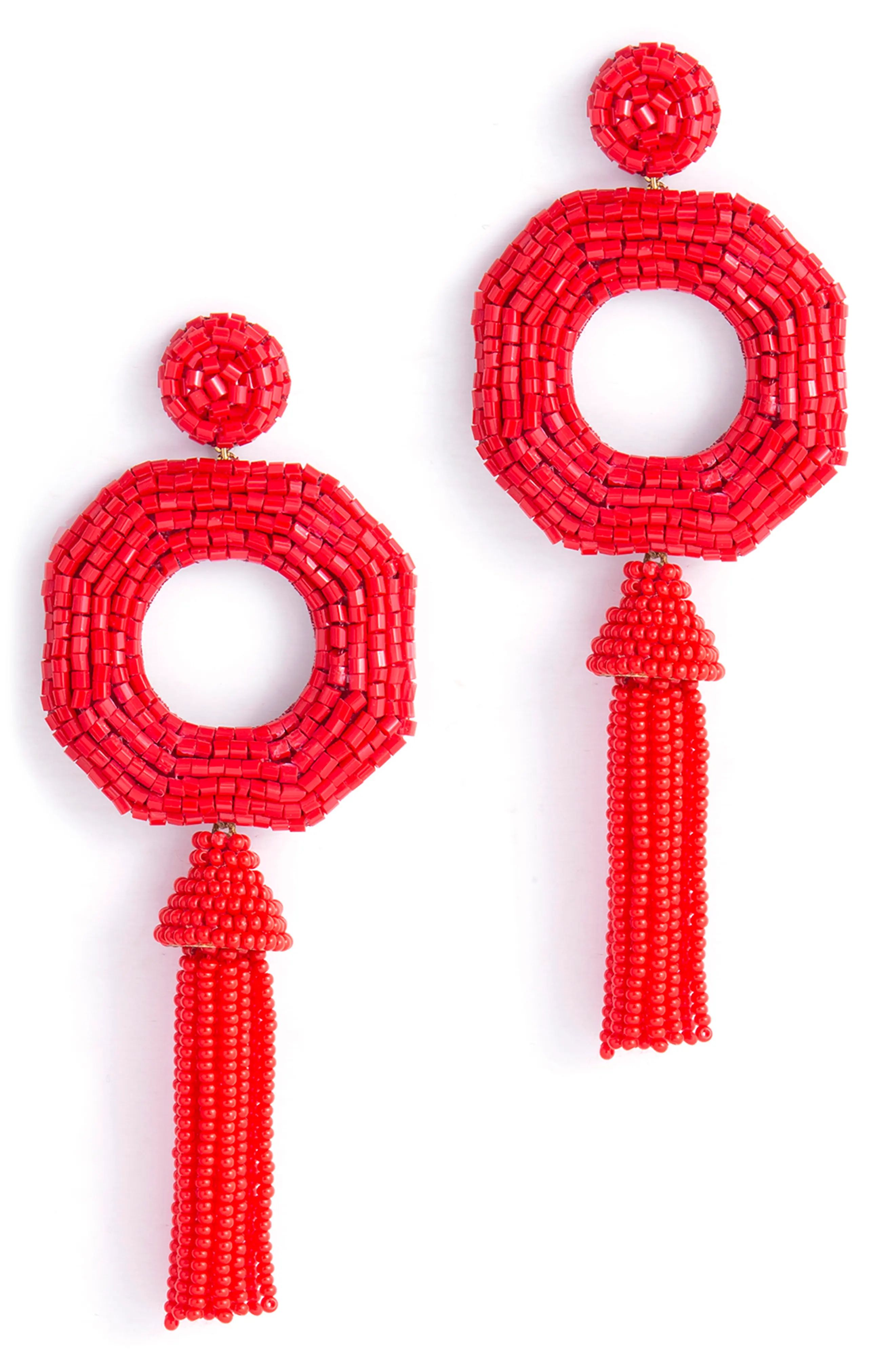 Deepa Gurnani Isha Tassel Drop Earrings in Red at Nordstrom | Nordstrom