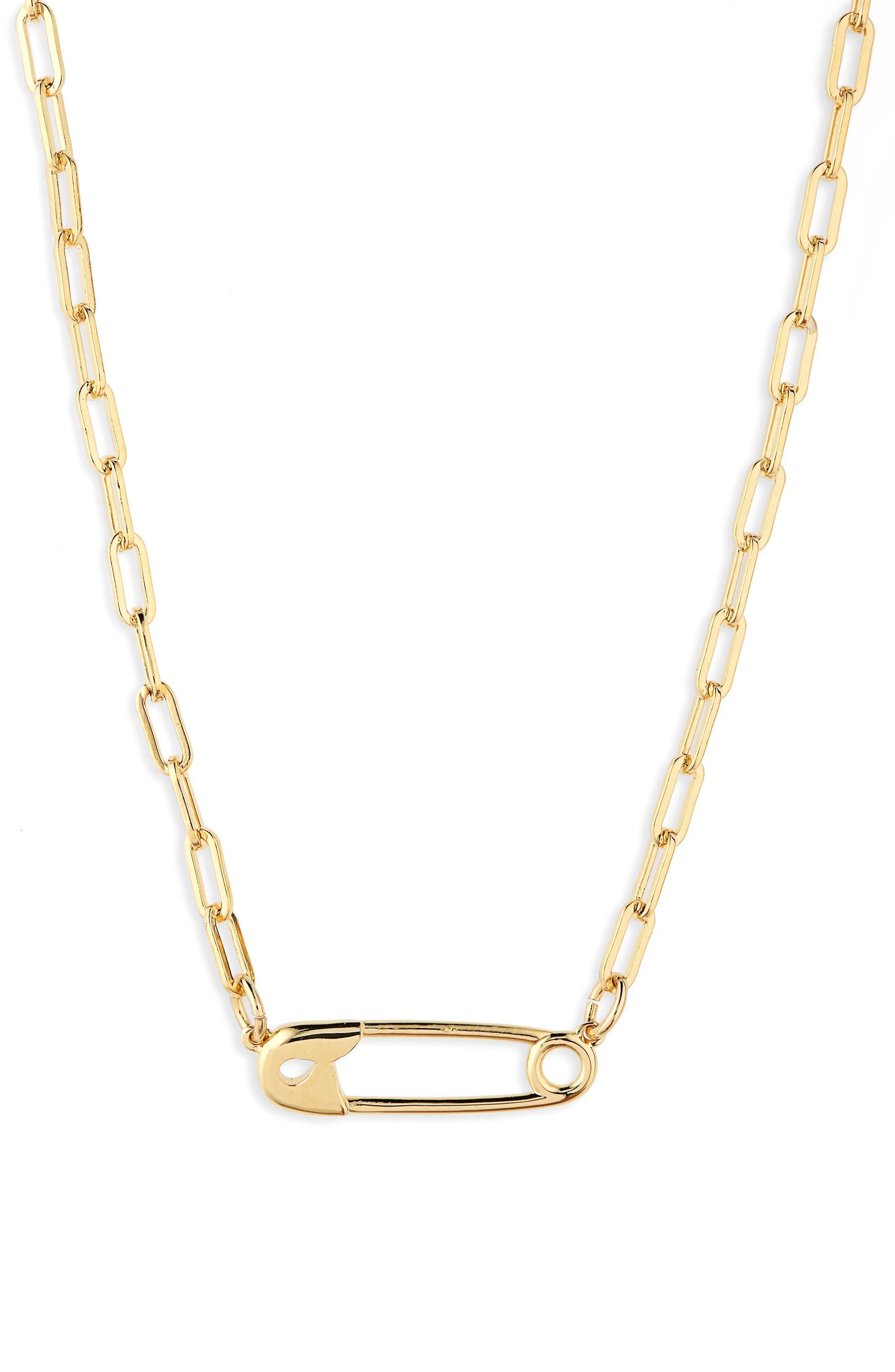 Lele Sadoughi Safety Pin Charm Necklace in Gold at Nordstrom | Nordstrom