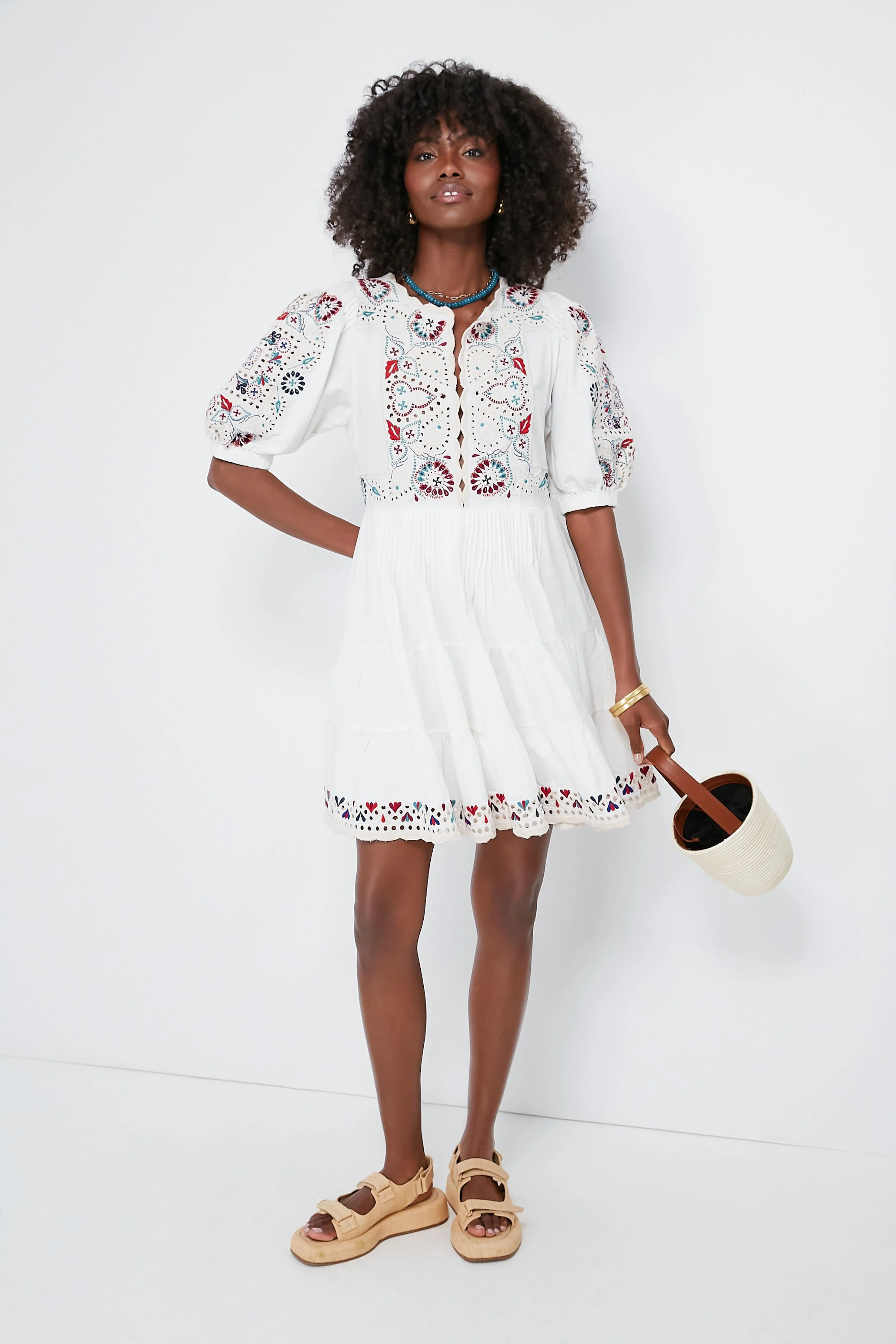 Cream Alicia Embroidery Long Sleeve Dress | Tuckernuck (US)