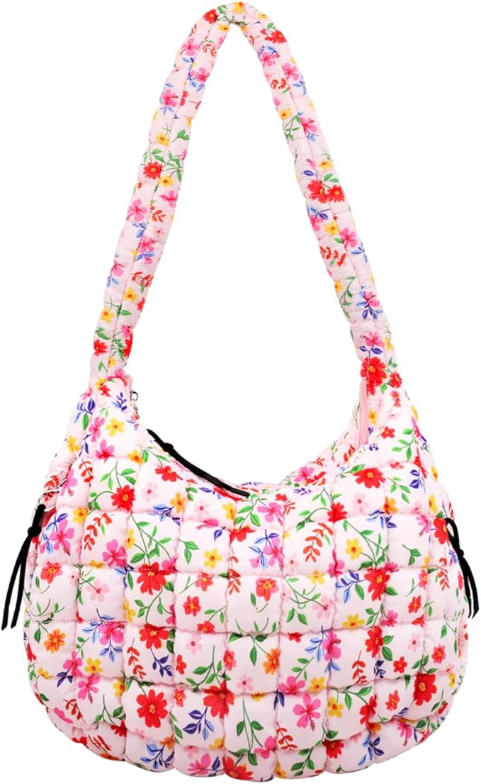 Quilted Puffer Tote Bag Purse Puffy Crossbody Shoulder Bag,Lightweight Nylon Hobo Bag Puffer Carr... | Amazon (US)