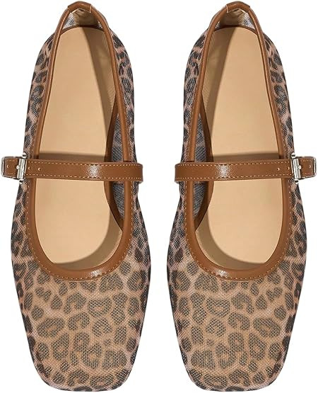 Milumia Summer Leopard Mesh Ballet Flats for Women Comfortable Dressy Work | Amazon (US)