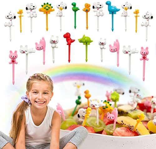 22 Pcs Animal Food Picks for Kids, Fun Bento Picks, Cute Cartoon Animal Fruit Food Toothpicks, Re... | Amazon (US)