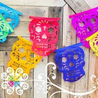 Medium Skull Design- Plastico Picado Banner - Dia De Muertos Decor Ofrenda | Etsy (US)