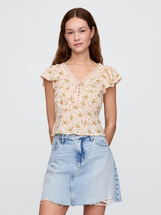 Lace-Trim Floral Top | Gap (CA)