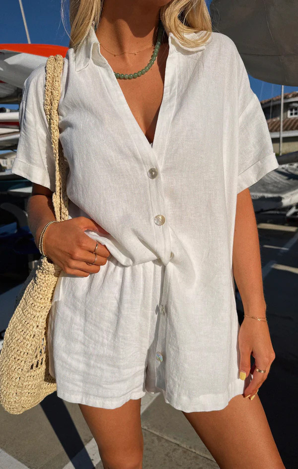 Parker Button Down ~ White Linen | Show Me Your Mumu