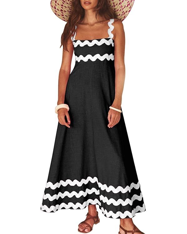 Summer Maxi Dress for Women 2024, Flowy Casual Long Beach Sun Dresses, Swing A Line Party Vacatio... | Amazon (US)