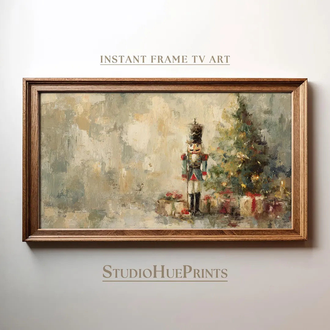 Vintage Nutcracker Christmas Frame TV Art, Nutcracker Painting, Vintage Christmas Frame TV Art, C... | Etsy (US)