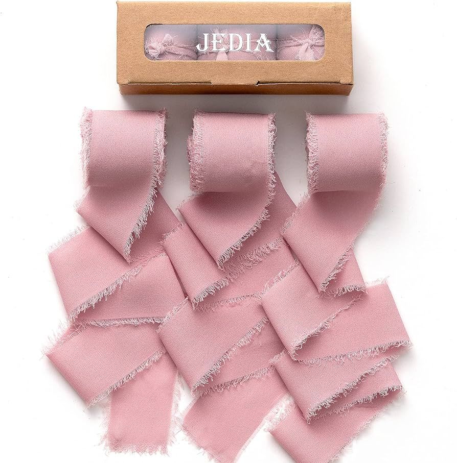 Dusty Rose Ribbon, 3 Rolls Valentine's Ribbon, 1.5" x 7Yd Flower Bouquet Ribbon Set for Gift Wrap... | Amazon (US)