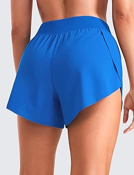 CRZ YOGA Mid Waisted Split Running Shorts for Women 4" - Comfy Mesh Liner for Workout Athletic Gy... | Amazon (US)