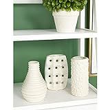 CosmoLiving by Cosmopolitan 92563 Modern Style Alabaster White Ceramic Vases with Pierced Grid, Knot | Amazon (US)