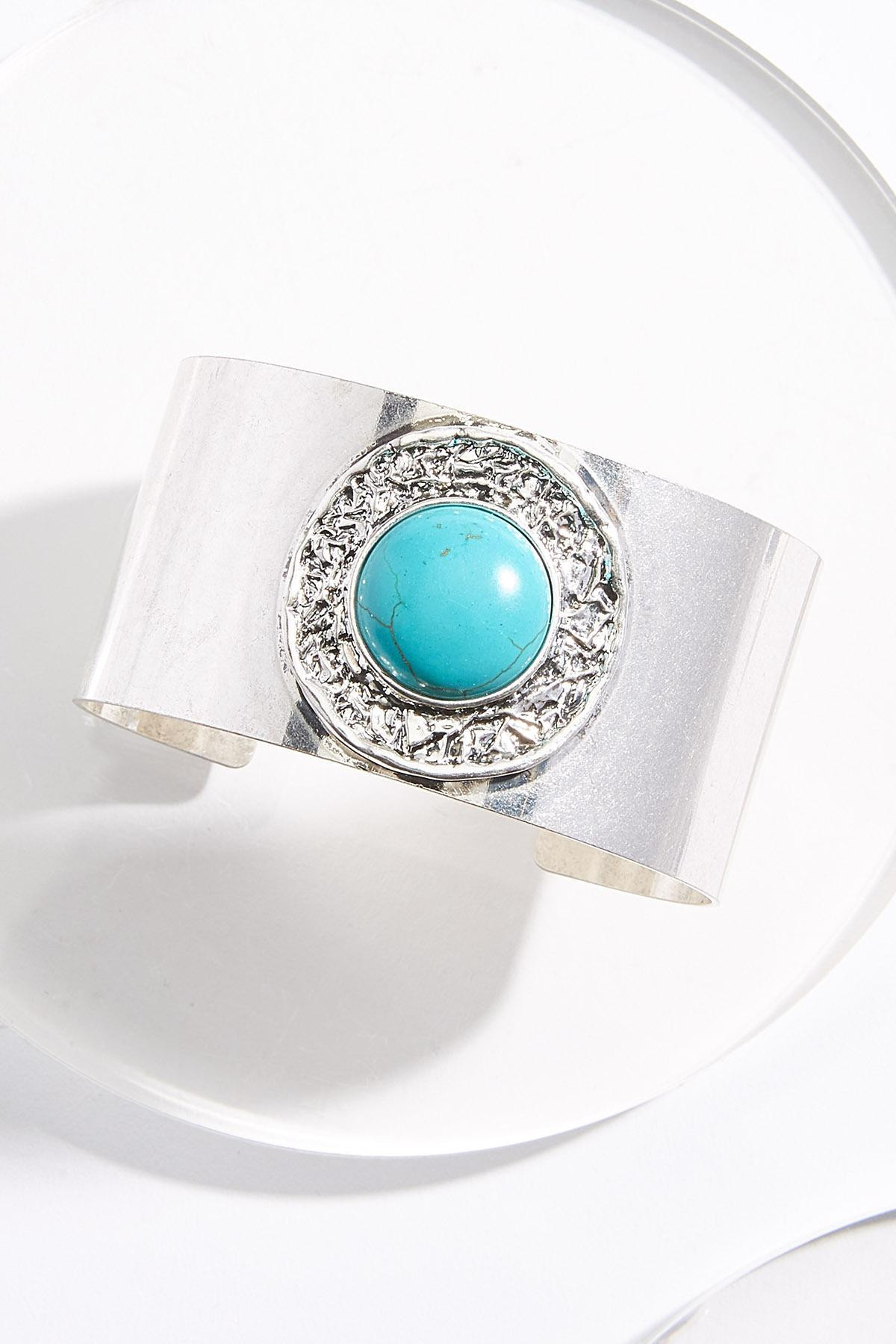 Turquoise Stone Silver Cuff Bracelet | Cato Fashions