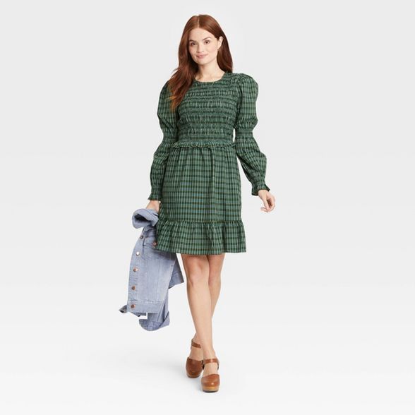 Women's Puff Long Sleeve Smocked Dress - Universal Thread™ | Target