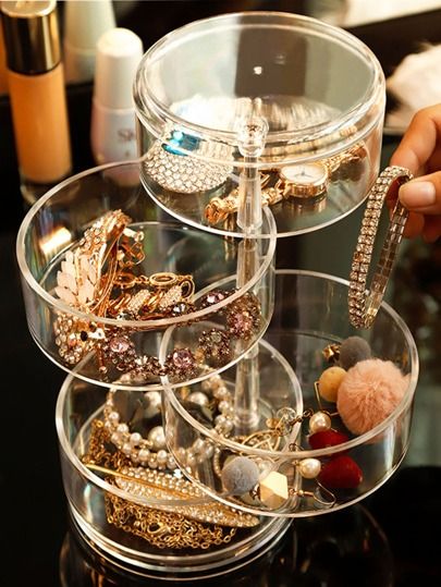 1pc 4 Layer Clear Jewelry Storage Box | SHEIN