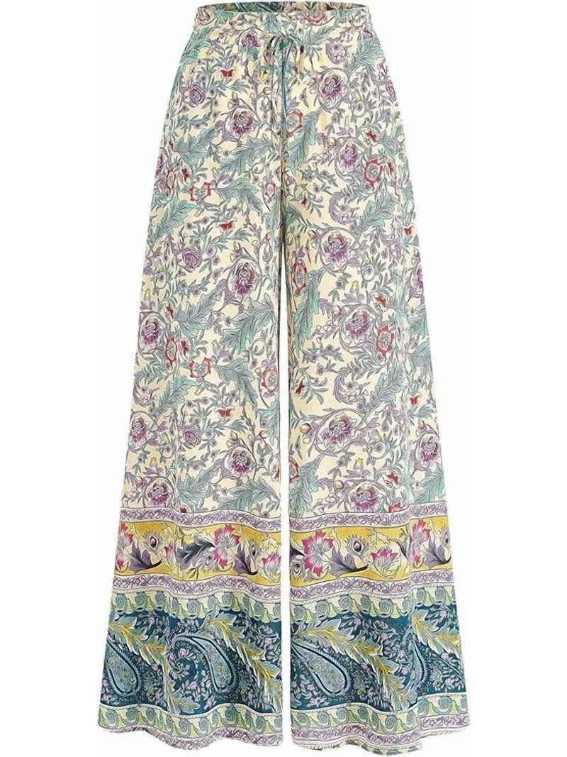 FreshPretty Women Wide Leg Pants Casual High Waist Floral Palazzo Pants for Women Flowy Trendy Lo... | Walmart (US)