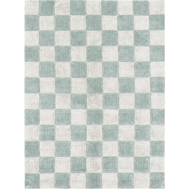 Lorena Canals | Kitchen Tiles Checkerboard Pattern Washable Rug, Blue Sage (Cream) | Maisonette | Maisonette