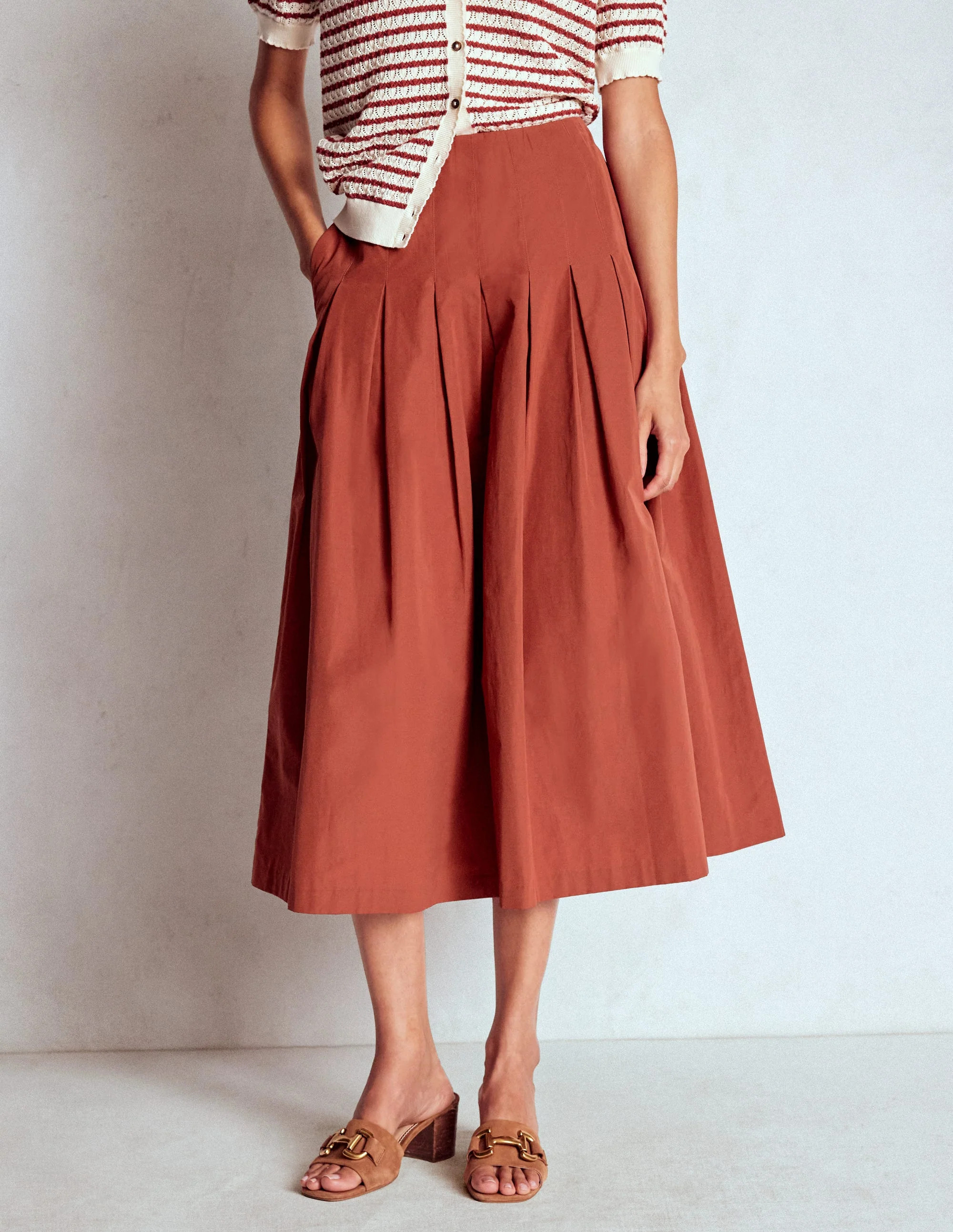 Valentina Taffeta Midi Skirt-Roasted Chestnut Brown | Boden (US)