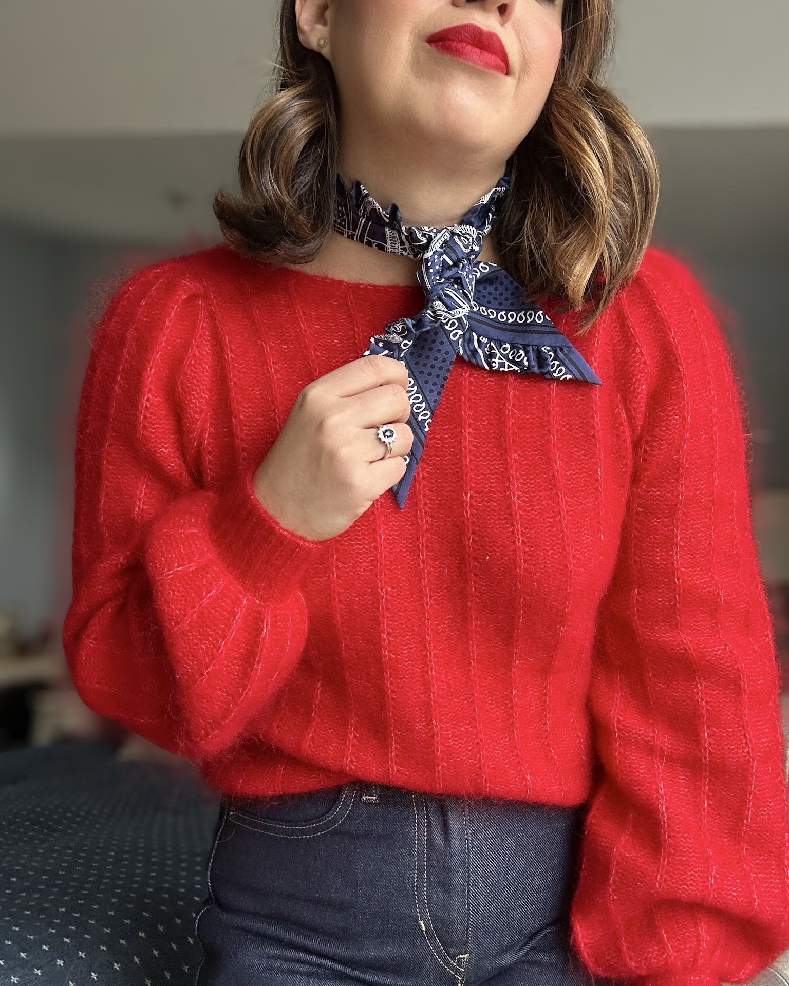 Love wearing color in spring ❤️

• Sweater is size XS for my usual 36/4US. It runs TTS 
• Jeans are 28 petite  (I should have sized up since they run a little small) 
• Twilly is from Hermes 
• Shoes and bag are old but linked similar options 

#LTKU #LTKPetite #LTKStyleTip