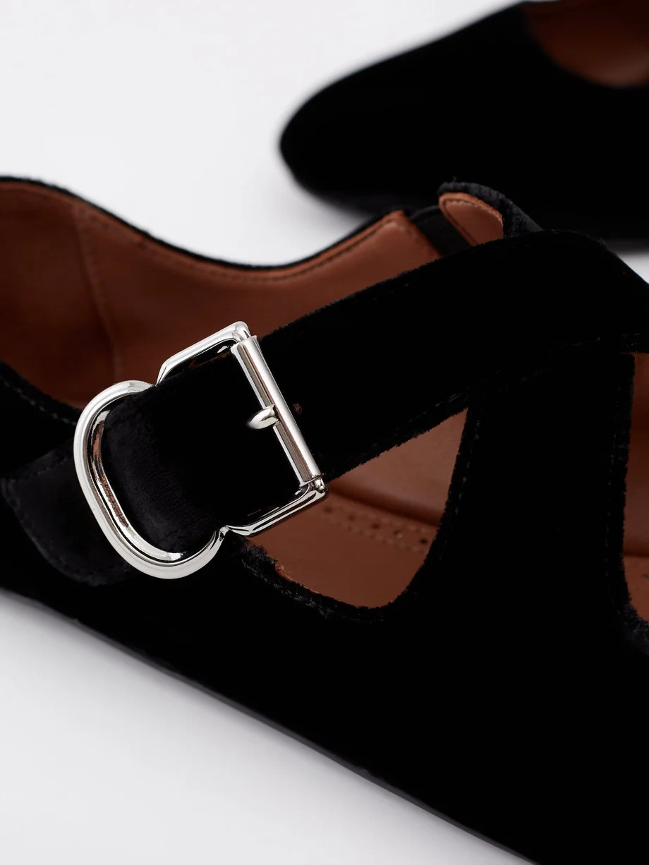 Buckled crossover velvet flats | ALAÏA | Matches (UK)