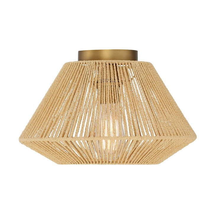 Farrah Jute Flush Mount, Aged Brass | Lights.com