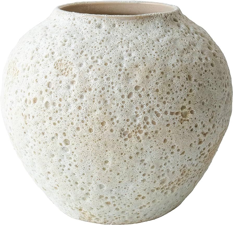 CozyWel White Ceramic Vase Flower Vase, Medium Size Pampas Vase for Centerpieces, Kitchen, Living Room Decor Gifts (8" x 8.5" x 8.5") | Amazon (US)