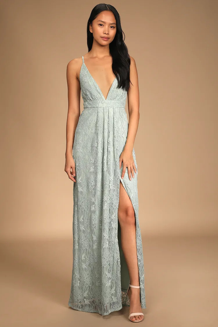 Stolen Moments Mint Lace-Up Lace Maxi Dress | Lulus (US)
