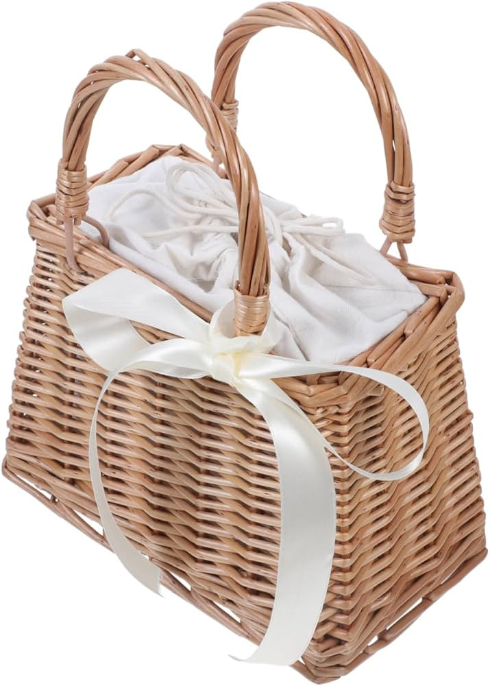 Kleiner Weidenkorb mit Henkel, Streukorb Rattankorb, Geflochtener Blumenkorb, Hochzeit Streukörb... | Amazon (DE)