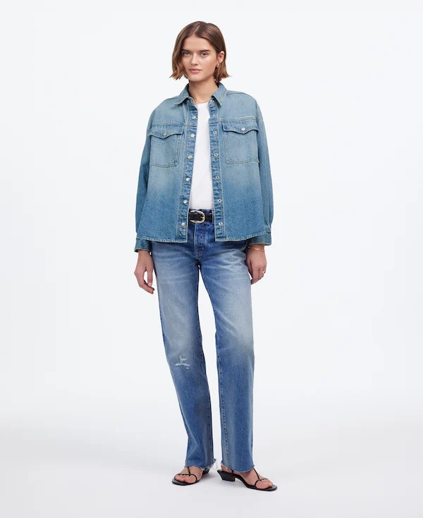Denim Boxy Shirt-Jacket in Maspeth Wash | Madewell